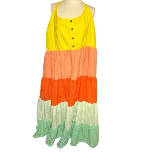 Torrid Maxi Seersucker Tiered Dress sun dress 4X 26 - Picture 2 of 5